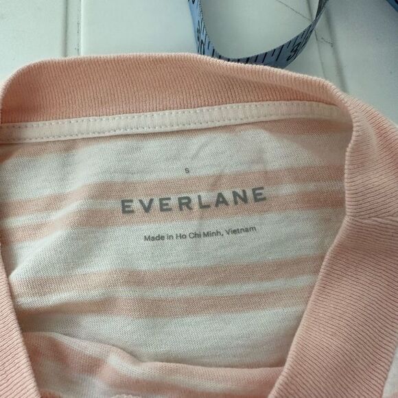 EVERLANE Pink Stripe Crew neck Short Sleeve Tee Shirt size small comfy cotton - Picture 5 of 7